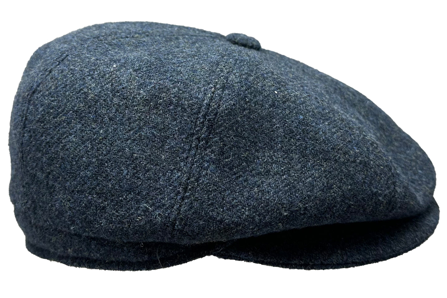Fiebig 8-Panel Shetland Wolle Donegal Ballonmütze - Donegal-Muster - Jeansblau