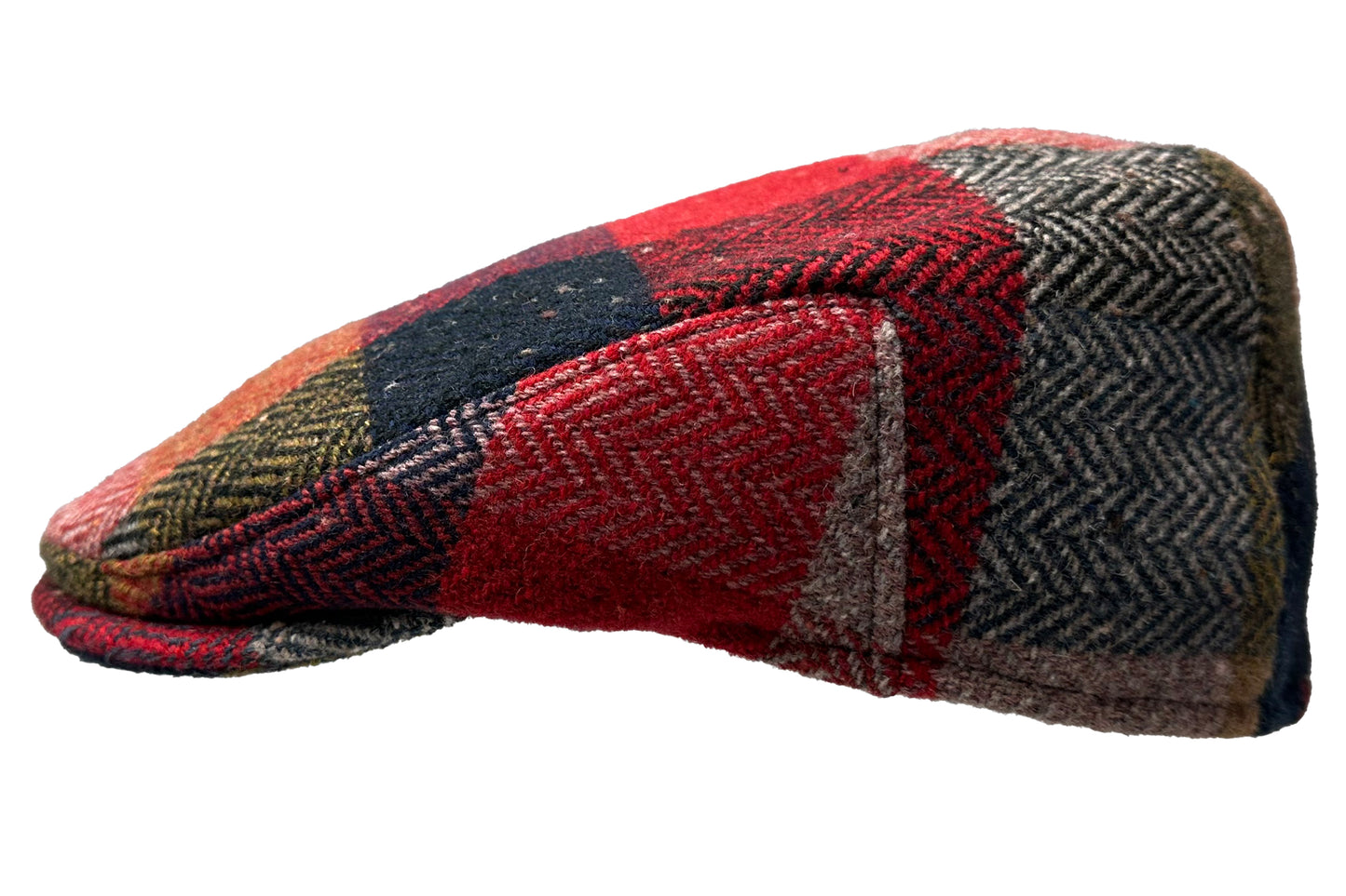 Fiebig Wool Herringbone Check Flatcap - Karo-Fischgrat-Muster - Rot