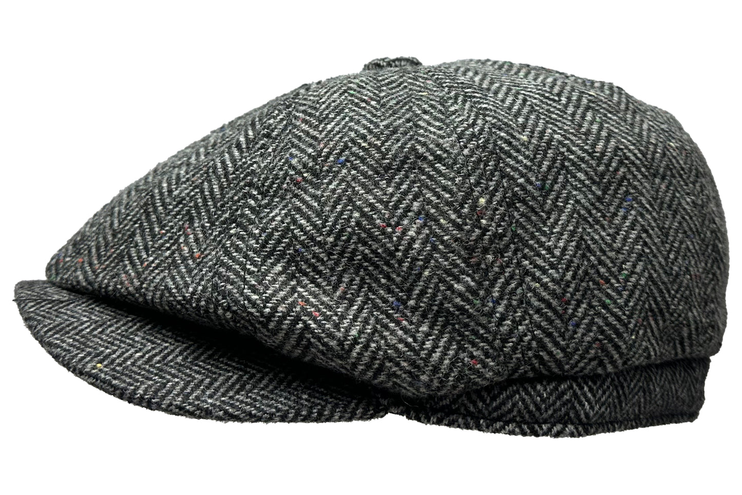 Fiebig 8-Panel Wool Herringbone Ballonmütze - Fischgrat-Muster - Grau