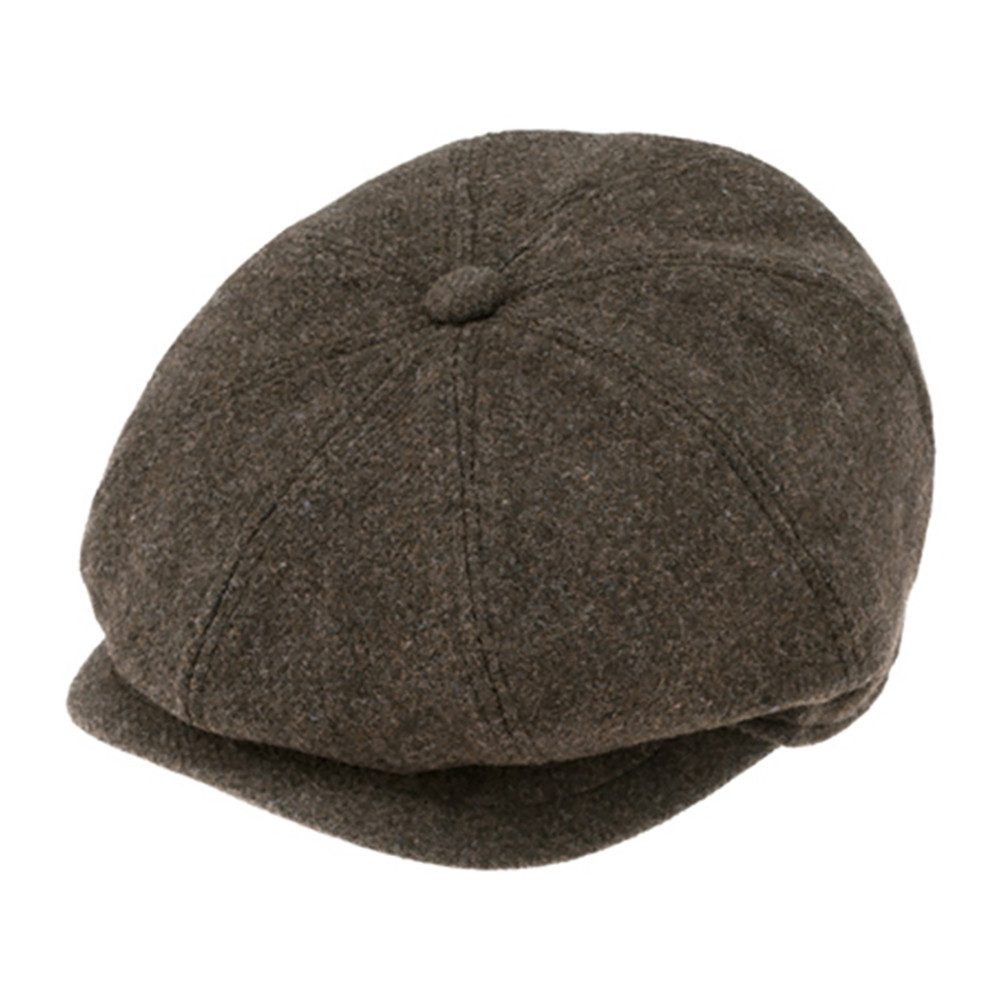 Fiebig 8-Panel Shetland Wolle Donegal Ballonmütze - Donegal-Muster - Taupe