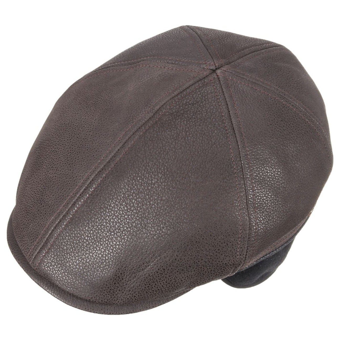 Stetson Redding Leder - Flatcap aus Leder - Duck Cap - mit Ohrenklappen - Braun