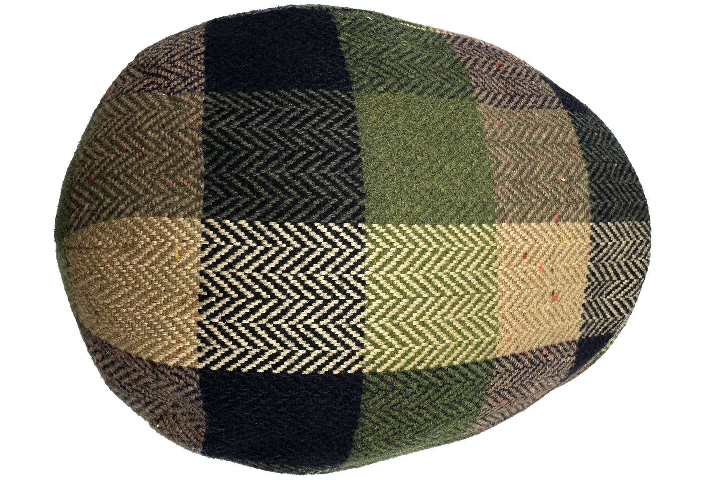 Fiebig Wool Herringbone Check Flatcap - Karo-Fischgrat-Muster - Oliv