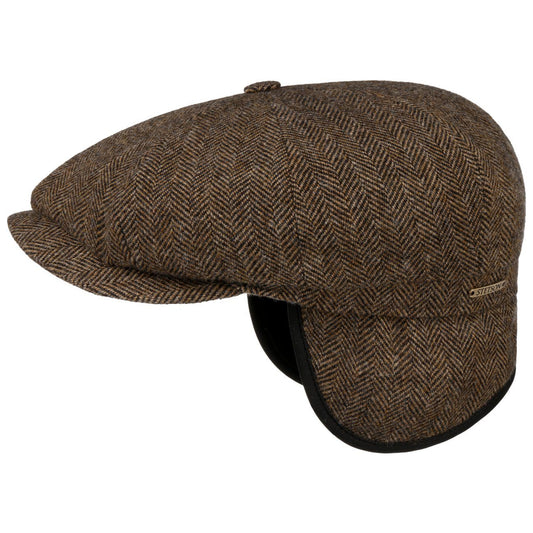 Stetson Hatteras Woolrich Earflaps - Fischgrat - Schirmmütze aus 100% Wolle - mit Ohrenklappen - 367 - Hellbraun