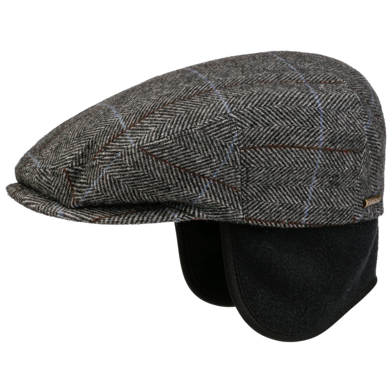 Stetson Kent Color Lined Driver Cap - mit Ohrenklappen - Cap aus Wolle - Grau / Schwarz