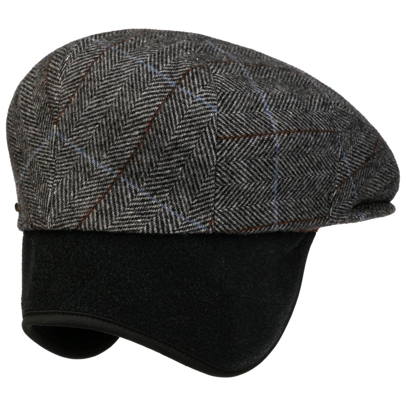 Stetson Kent Color Lined Driver Cap - mit Ohrenklappen - Cap aus Wolle - Grau / Schwarz