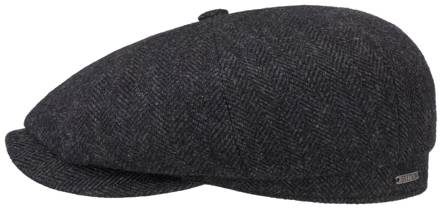 Stetson Hatteras Woolrich - Fischgrat - Schirmmütze aus 100% Wolle - 311 - Schwarz / Grau