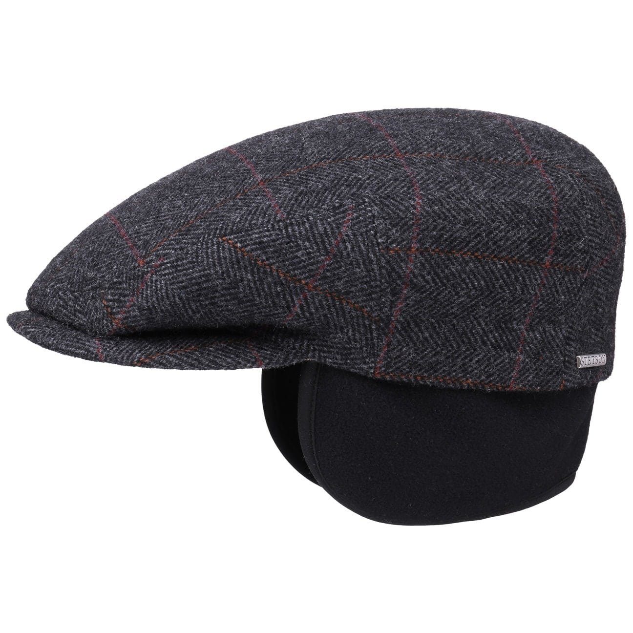 Stetson Kent Color Lined Driver Cap - mit Ohrenklappen - Cap aus Wolle - Anthrazit