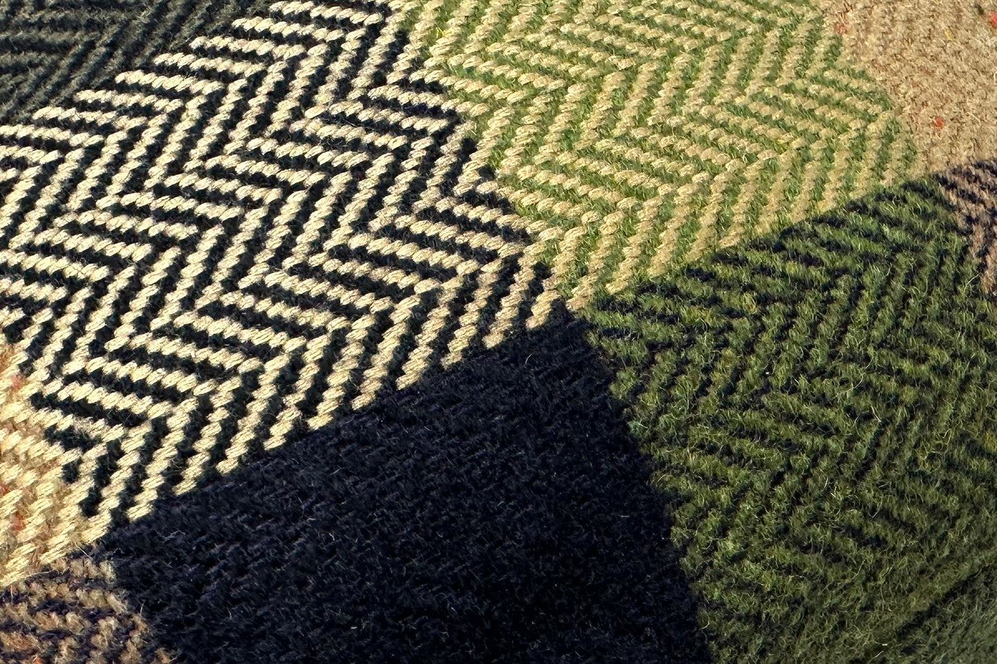 Fiebig Wool Herringbone Check Flatcap - Karo-Fischgrat-Muster - Oliv