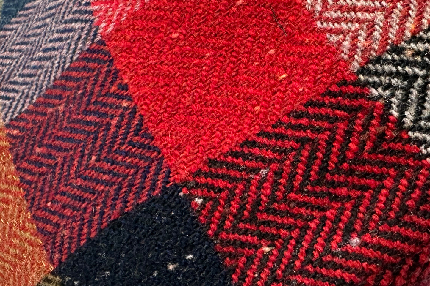 Fiebig Wool Herringbone Check Flatcap - Karo-Fischgrat-Muster - Rot