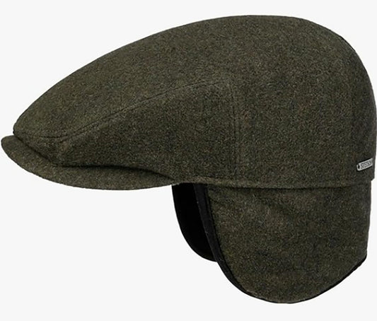 Stetson Kent Wool Driver Cap - mit Ohrenklappen - Cap aus  Wolle / Kaschmir - 41 - Oliv