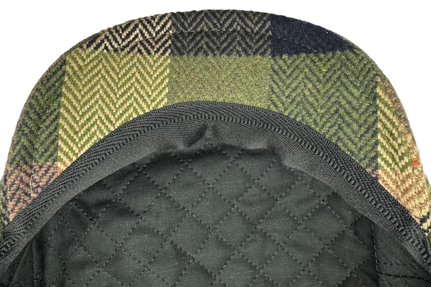 Fiebig Wool Herringbone Check Flatcap - Karo-Fischgrat-Muster - Oliv