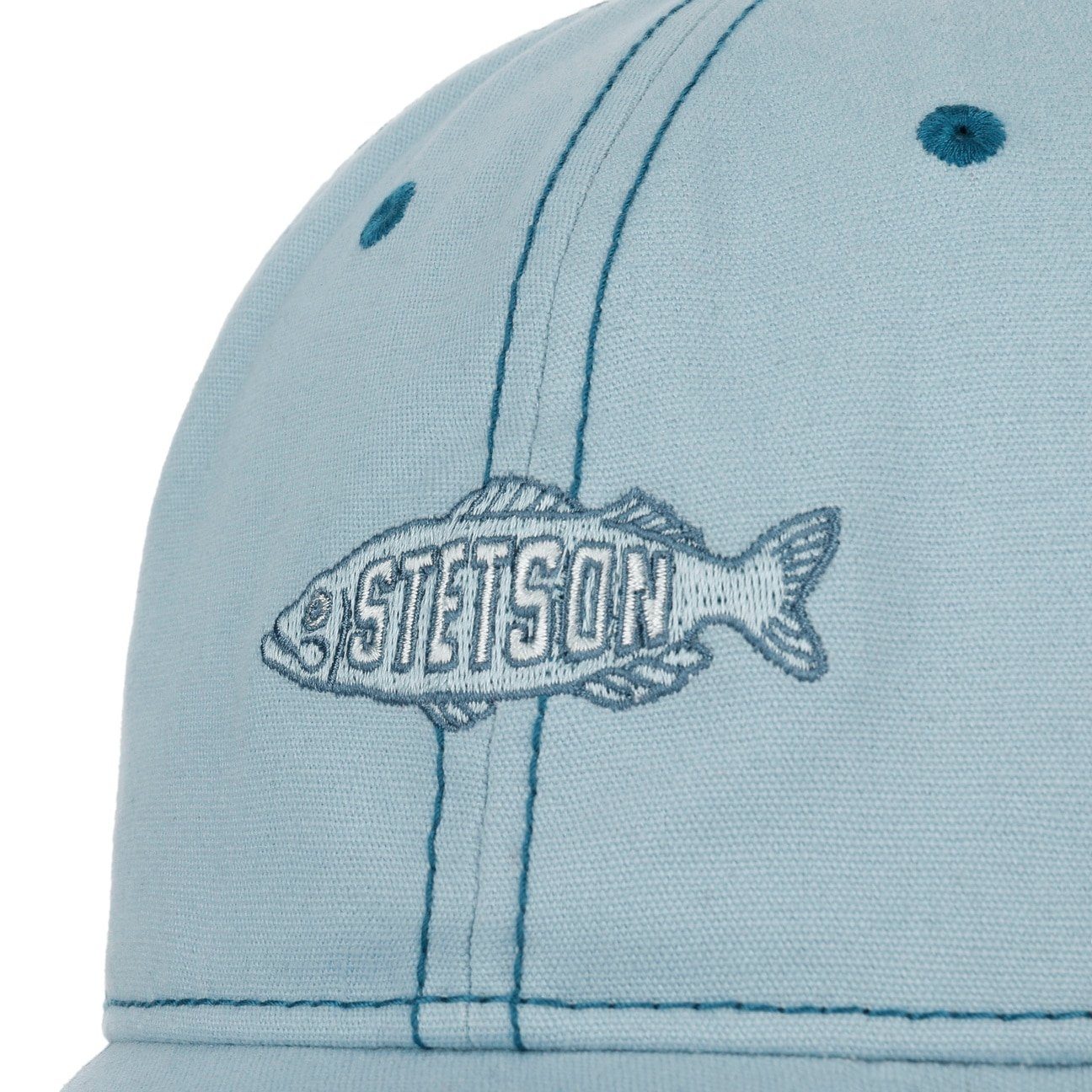 Stetson Cotton Baseball Cap "FISHING" - Hellblau