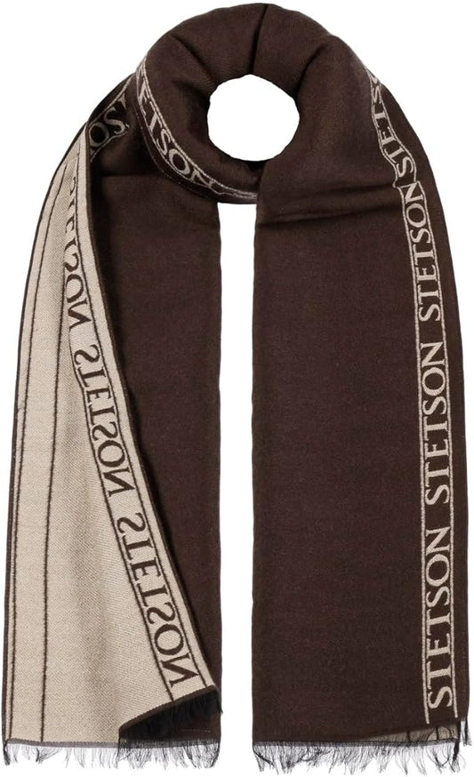 Stetson Logomania Schal aus Wolle - Zweifarbig - Braun - Made in Italy