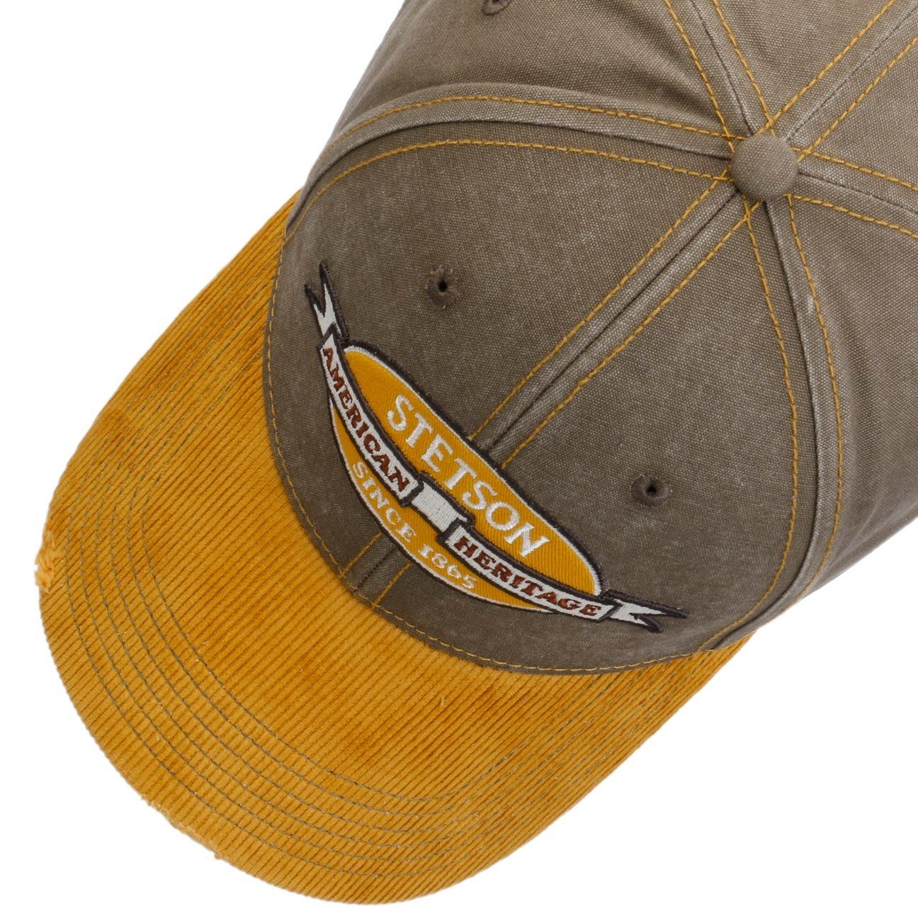Stetson Vintage Distressed Heritage Basecap - 59 - Oliv / Gelb