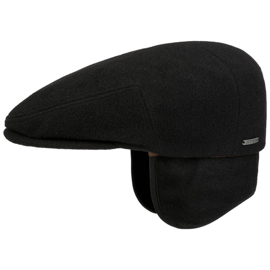 Stetson Kent Wool Driver Cap - mit Ohrenklappen - Cap aus  Wolle / Kaschmir - 1 - Schwarz