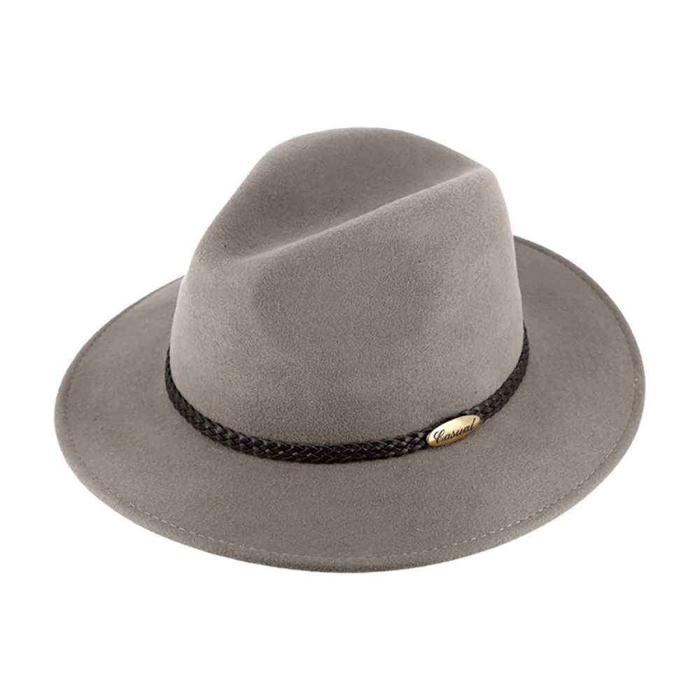 Fiebig Casual Traveller Wollfilzhut - Knautschbar - Wasserabweisend - Made in Italy - Hellgrau
