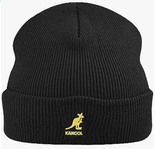 Kangol Acrylic Pull-On Beanie mit Umschlag - Black Gold - Schwarz Gold