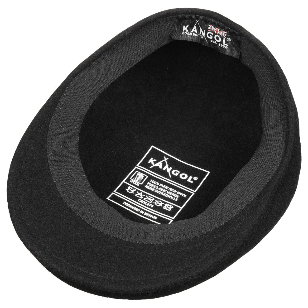 Kangol 504 Wolle Flatcap Schiebermütze - Black - Schwarz
