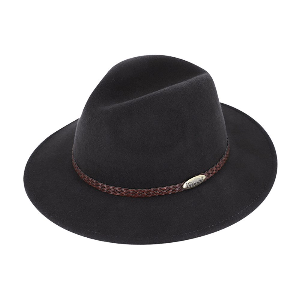 Fiebig Casual Traveller Wollfilzhut - Knautschbar - Wasserabweisend - Made in Italy - Anthrazit