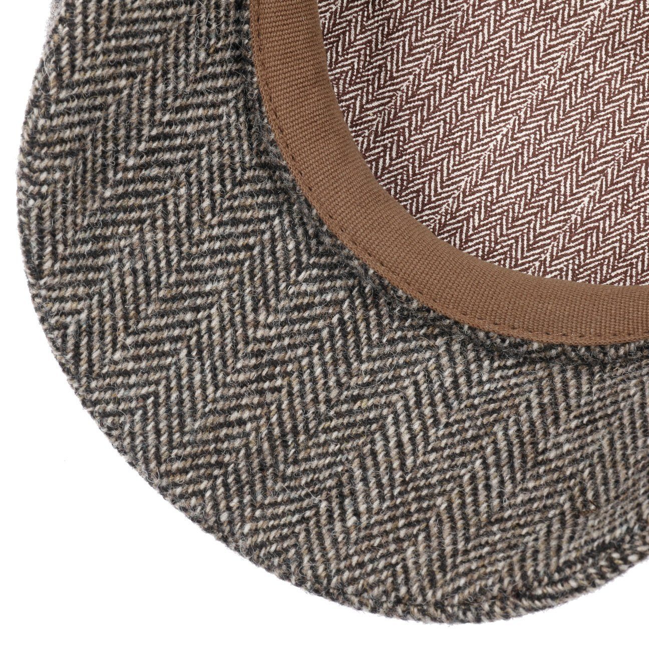 Stetson Hatteras Woolrich Earflaps - Fischgrat - Schirmmütze aus 100% Wolle - mit Ohrenklappen - 333 - Dunkelbraun