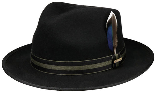 Stetson Adelaide Woolfelt Fedora - Wollfilzhut - Knautschbar / Wasserfest - Schwarz