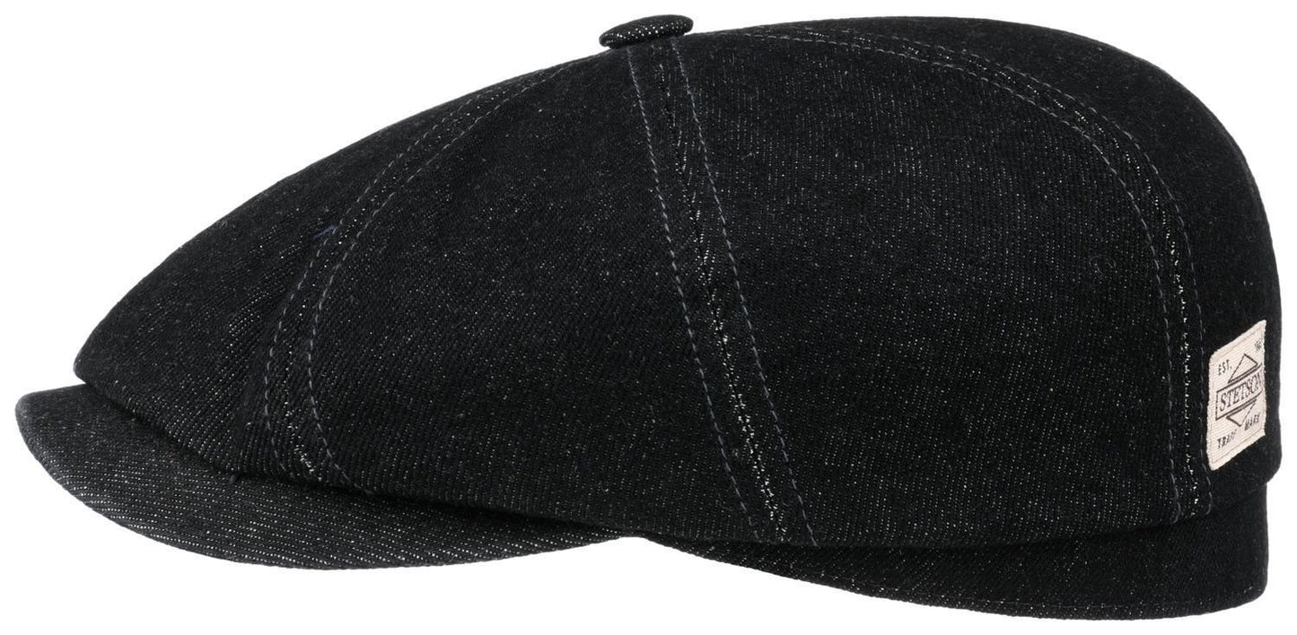 Stetson Hatteras Denim Pure - Flatcap aus Baumwolle - 8-Panel - Schwarz