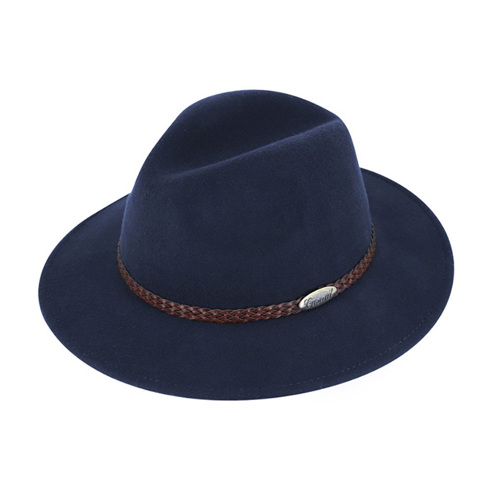 Fiebig Casual Traveller Wollfilzhut - Knautschbar - Wasserabweisend - Made in Italy - Marineblau