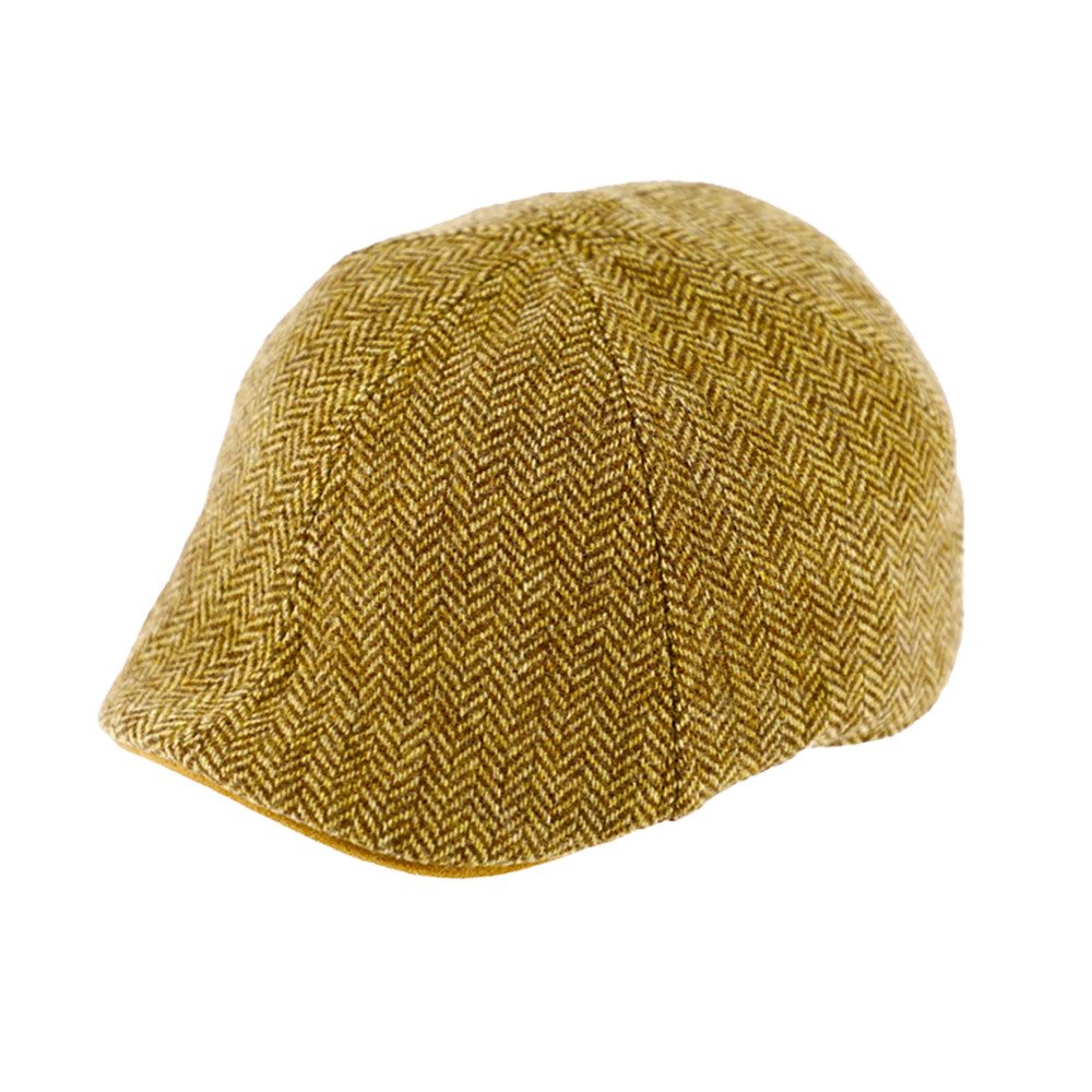 Fiebig 6-Panel Flatcap - Gatsby - Fischgrat-Muster - Camel