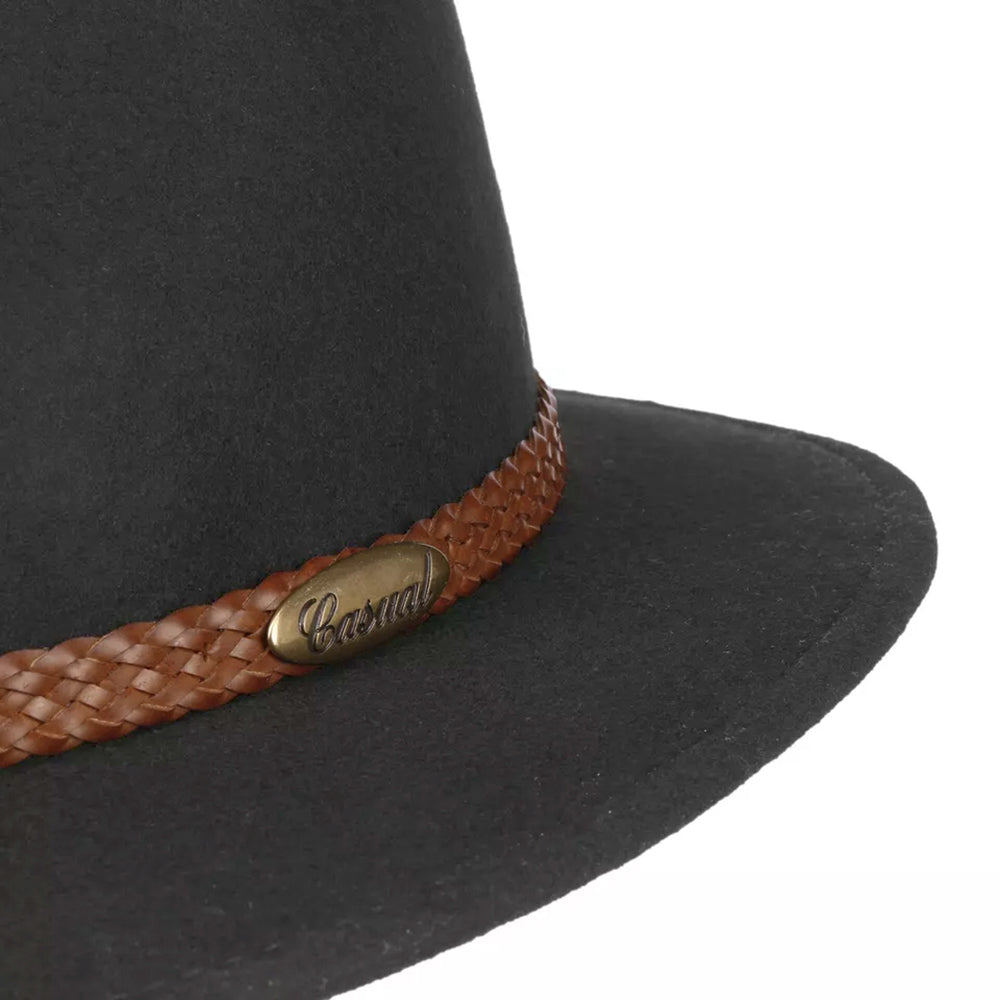 Fiebig Casual Traveller Wollfilzhut - Knautschbar - Wasserabweisend - Made in Italy - Anthrazit