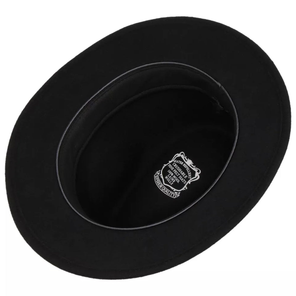 Fiebig Casual Traveller Wollfilzhut - Knautschbar - Wasserabweisend - Made in Italy - Schwarz