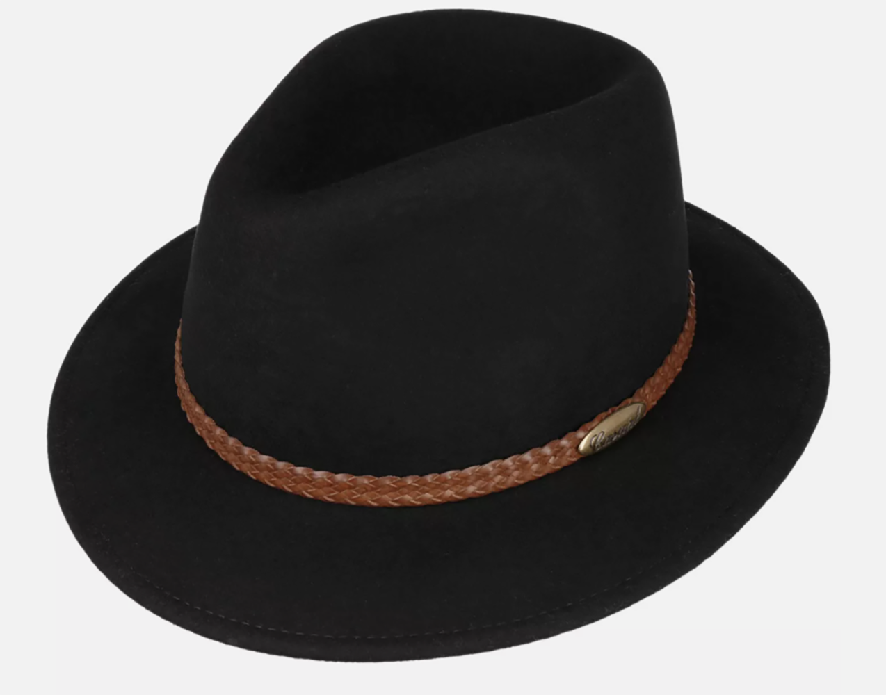 Fiebig Casual Traveller Wollfilzhut - Knautschbar - Wasserabweisend - Made in Italy - Schwarz