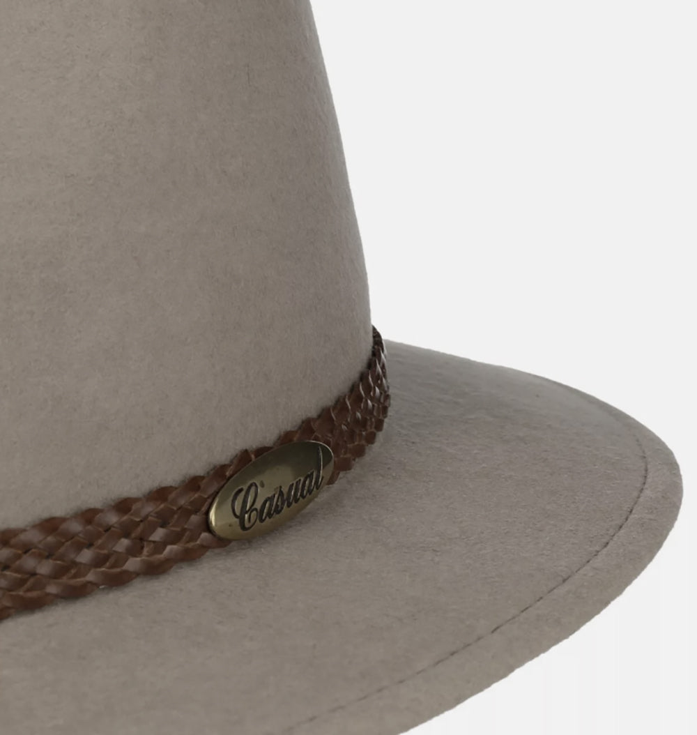 Fiebig Casual Traveller Wollfilzhut - Knautschbar - Wasserabweisend - Made in Italy - Hellgrau