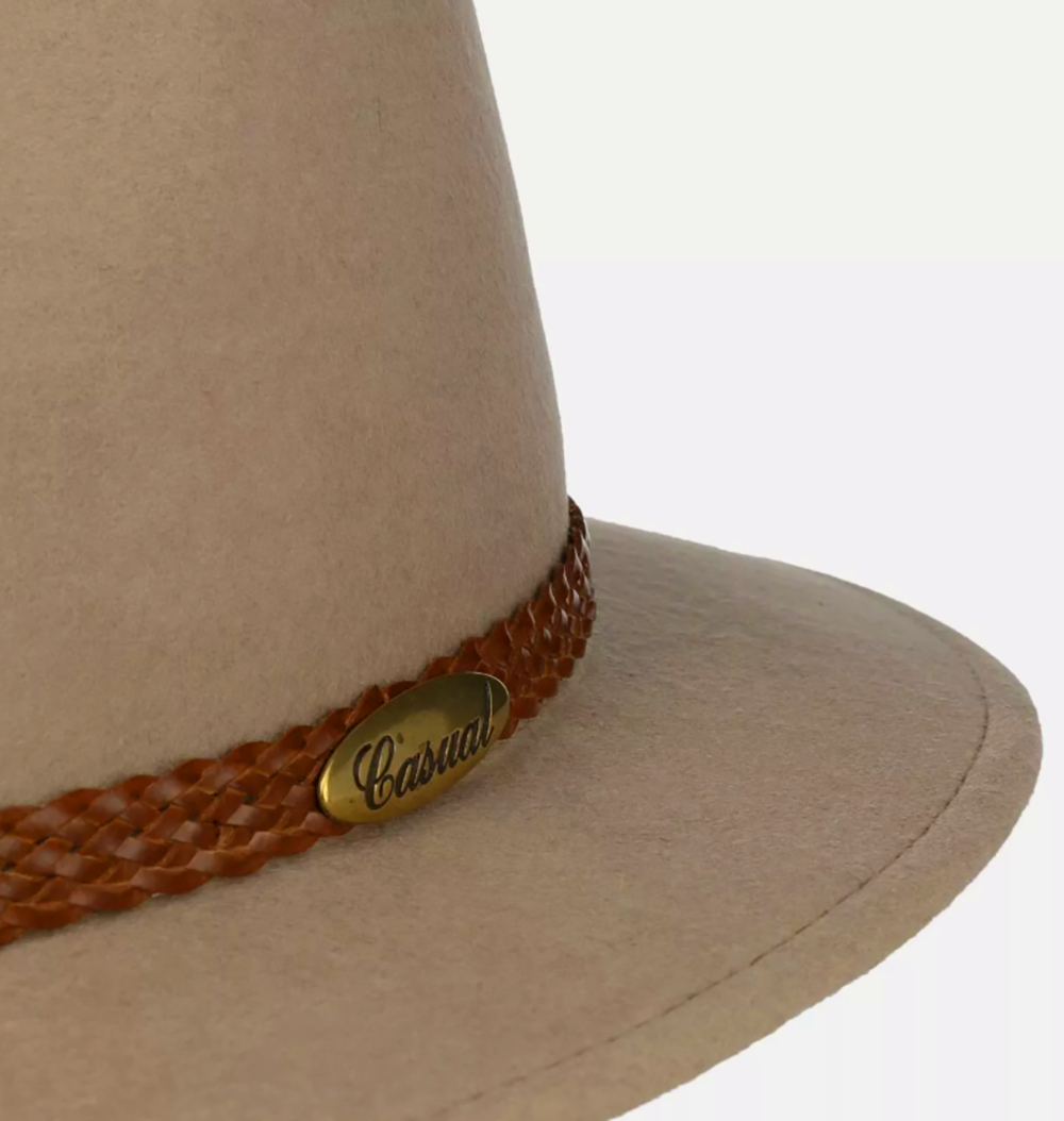 Fiebig Casual Traveller Wollfilzhut - Knautschbar - Wasserabweisend - Made in Italy - Beige