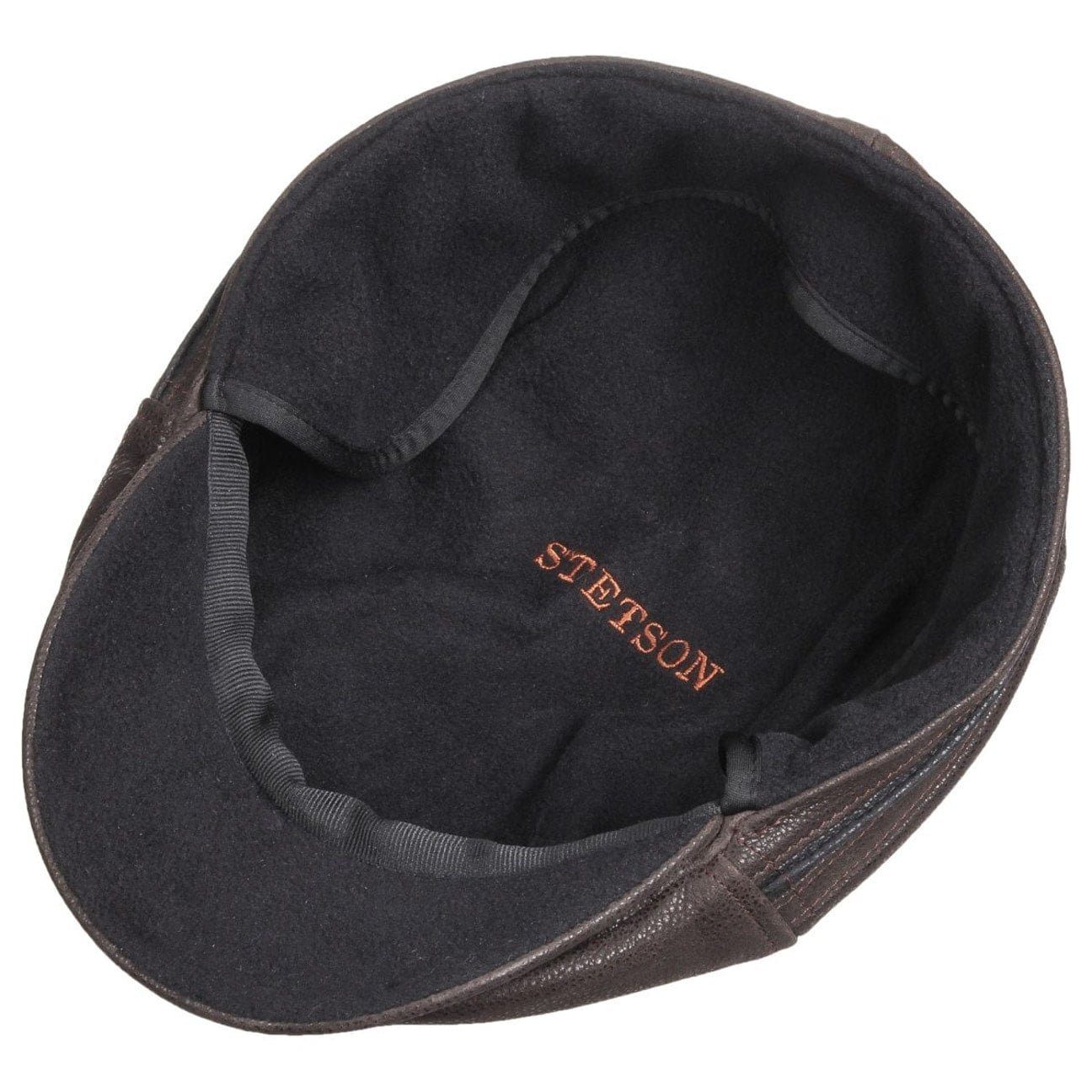 Stetson Redding Leder - Flatcap aus Leder - Duck Cap - mit Ohrenklappen - Braun