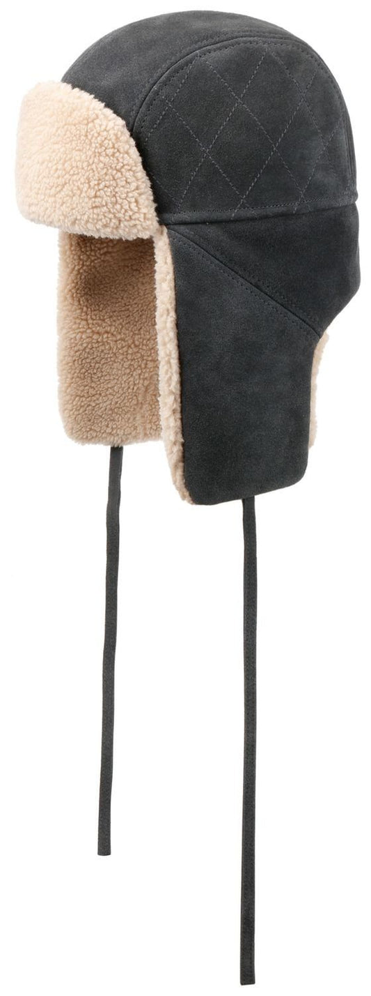 Stetson Bomber Flieger-Mütze Cap Calf Split Lapeer - aus Leder - Blau