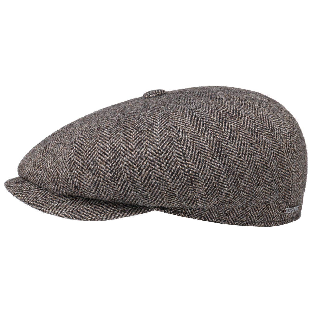 Stetson Hatteras Woolrich Earflaps - Fischgrat - Schirmmütze aus 100% Wolle - mit Ohrenklappen - 333 - Dunkelbraun