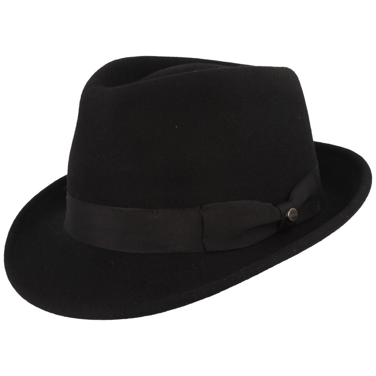 Stetson Elkader Woolfelt Trilby - Knautschbar - Wasserabweisend - Futter aus Baumwolle - Schwarz