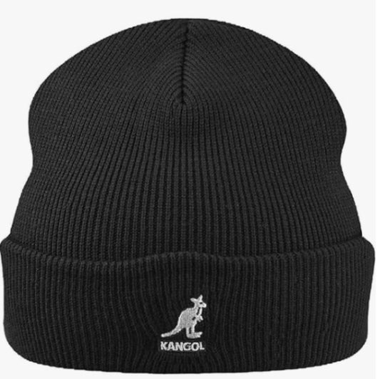 Kangol Acrylic Pull-On Beanie mit Umschlag - Black/White- Schwarz/Weiss