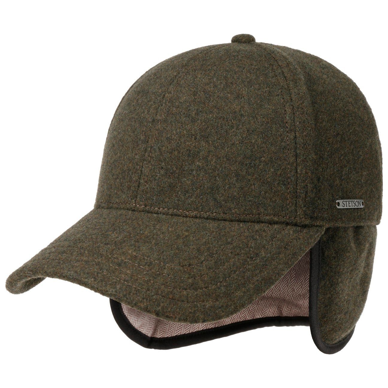 Stetson Vaby Wolle Kaschmir Basecap - mit Ohrenklappen - Oliv