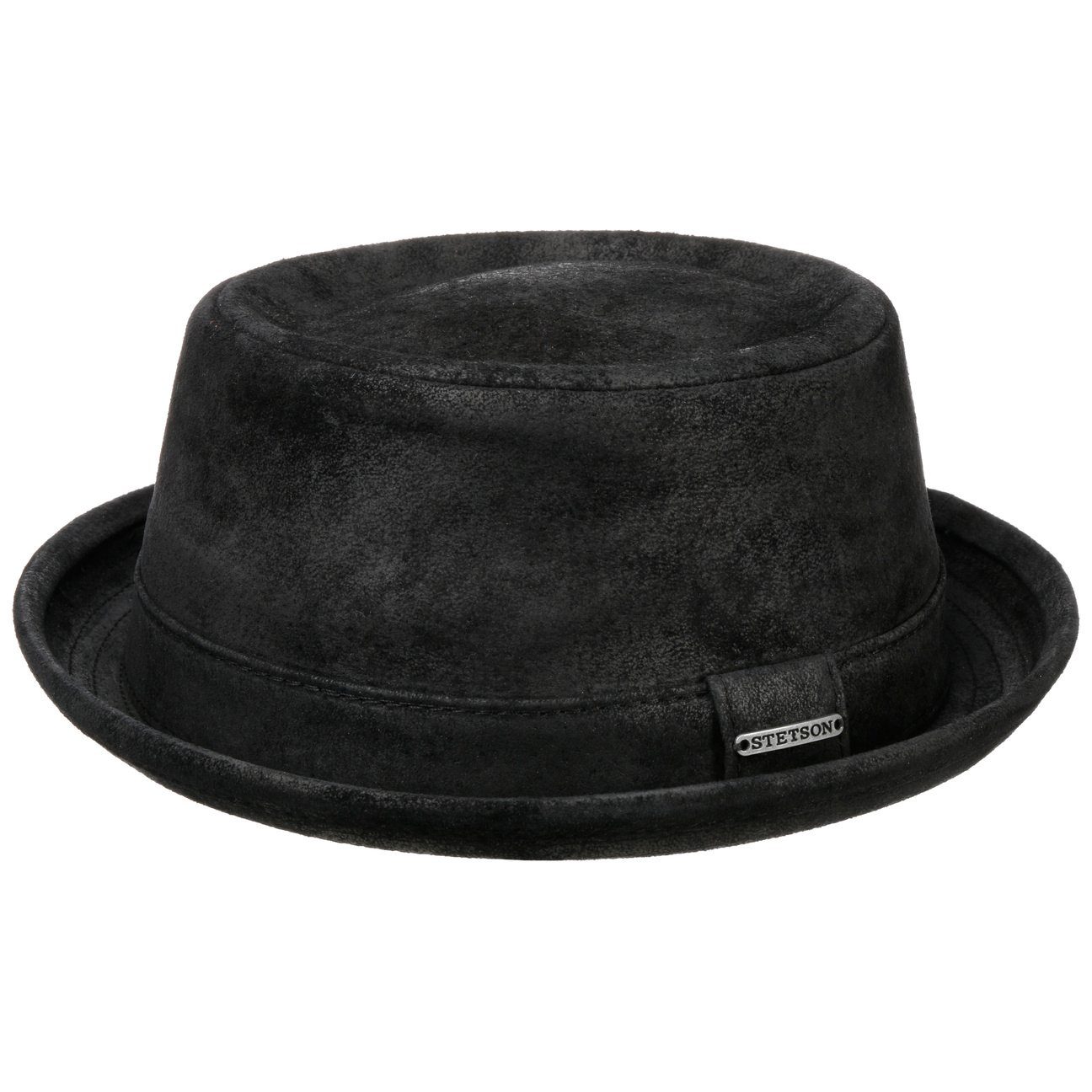 Stetson Pennsylvania Leder Pork Pie - Aus 100% Leder - Futter aus Baumwolle - Schwarz