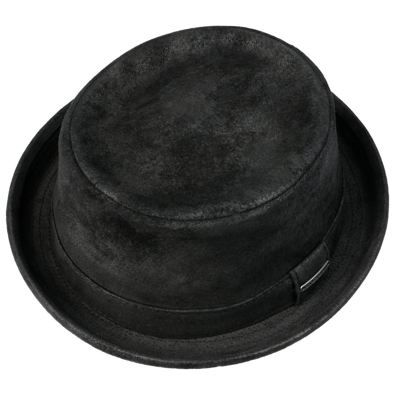 Stetson Pennsylvania Leder Pork Pie - Aus 100% Leder - Futter aus Baumwolle - Schwarz