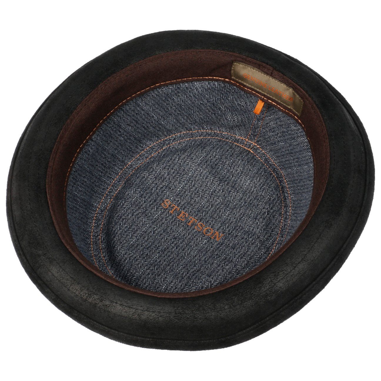 Stetson Pennsylvania Leder Pork Pie - Aus 100% Leder - Futter aus Baumwolle - Schwarz