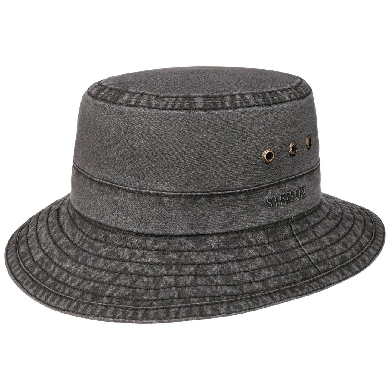 Stetson Reston Organic Bucket - Nachhaltig - Anglerhut aus 100% organischer Baumwolle - Schwarz