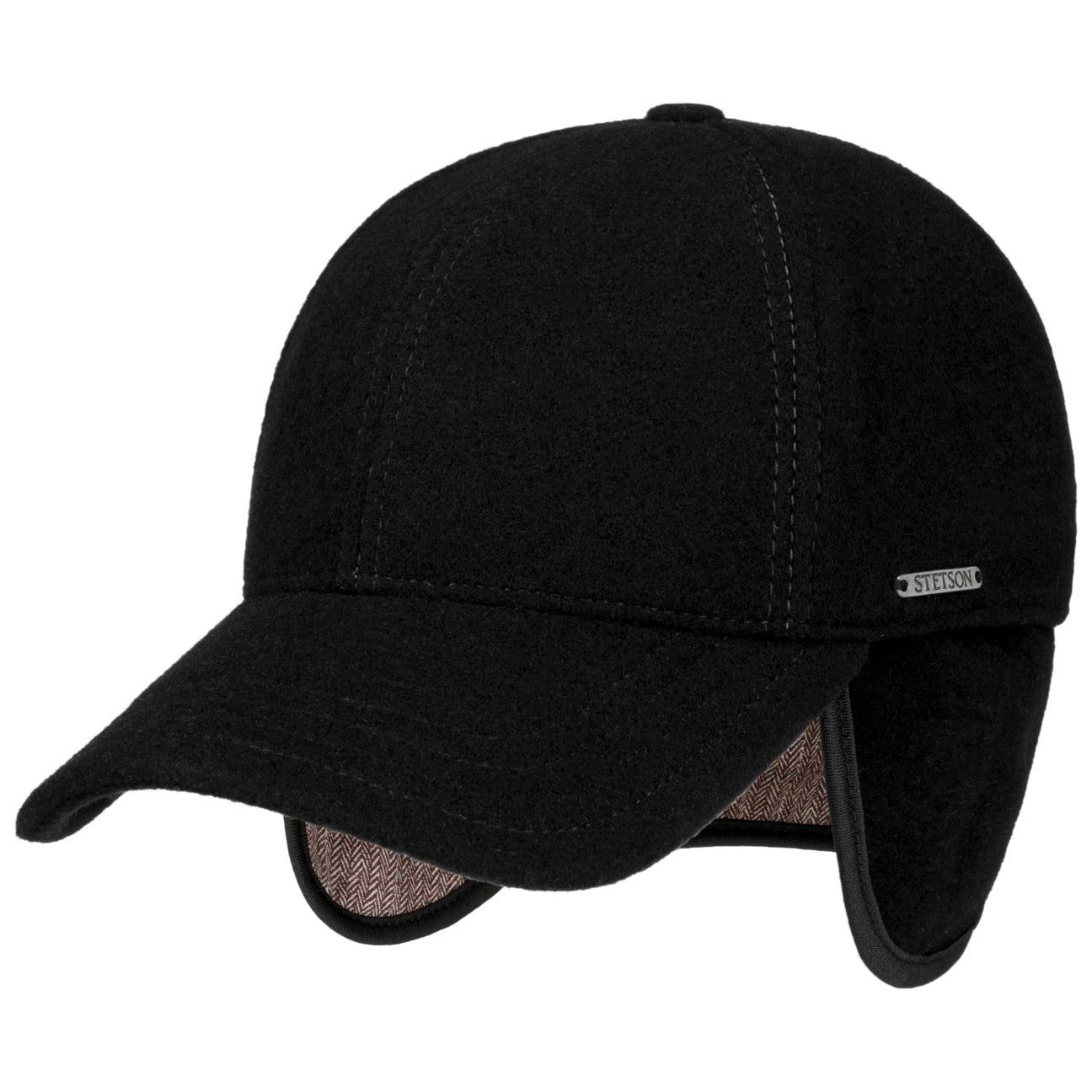 Stetson Vaby Wolle Kaschmir Basecap - mit Ohrenklappen - Schwarz