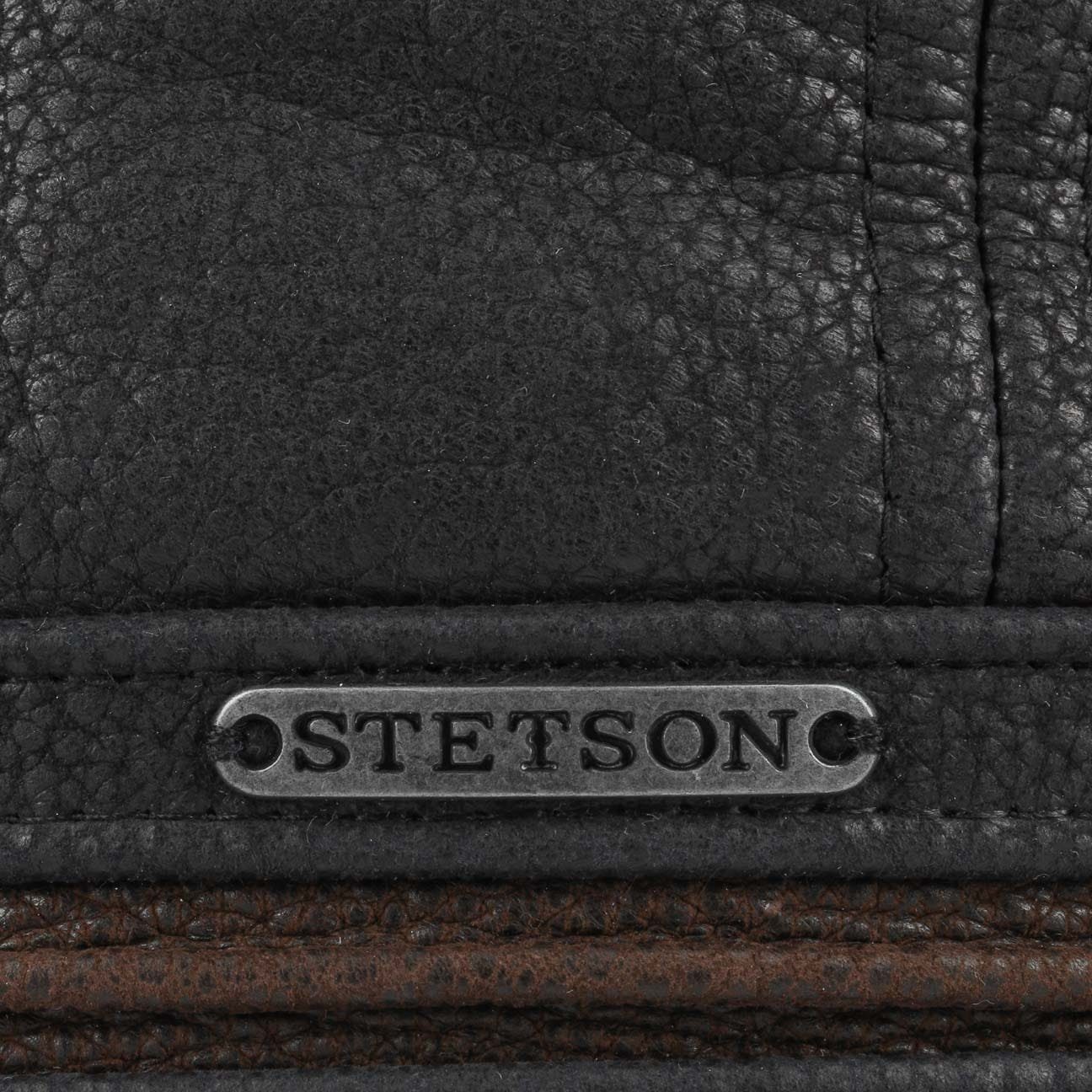 Stetson Redding Leder - Flatcap aus Leder - Duck Cap - mit Ohrenklappen - Schwarz