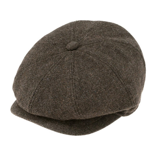 Fiebig 8-Panel Shetland Wolle Donegal Ballonmütze - Donegal-Muster - Taupe