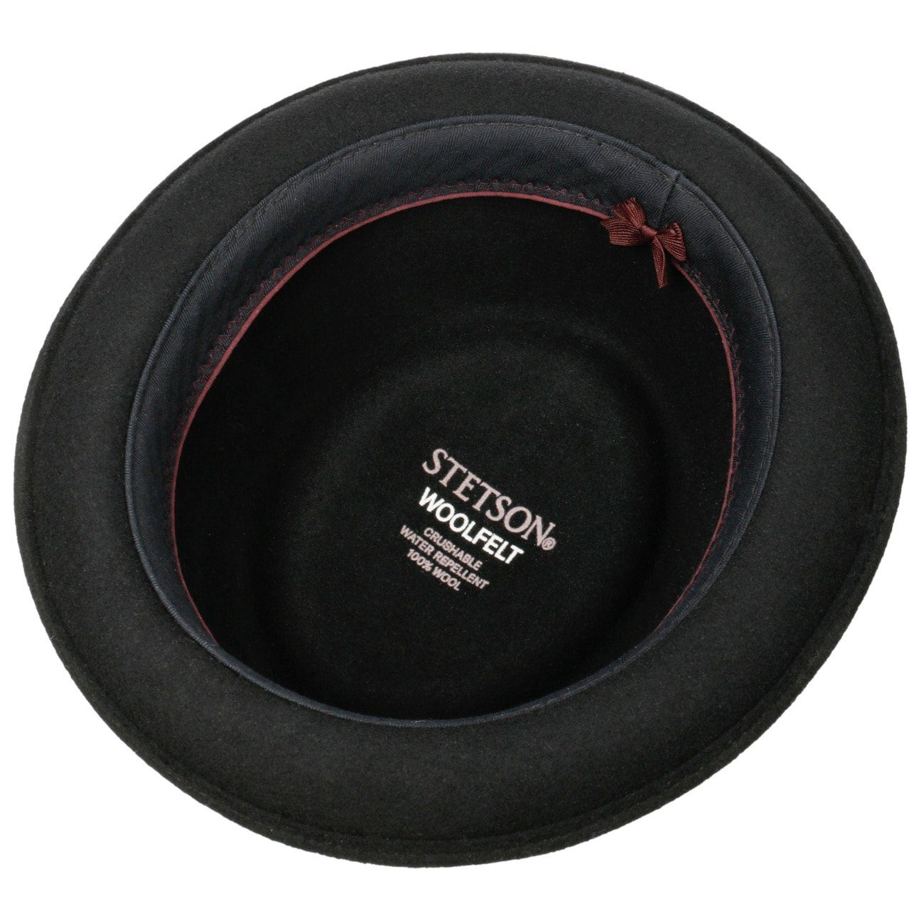 Stetson Niles Woolfelt Pork Pie - Wollfilzhut - Futter aus Baumwolle - Schwarz