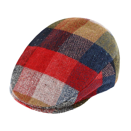Fiebig Wool Herringbone Check Flatcap - Karo-Fischgrat-Muster - Rot
