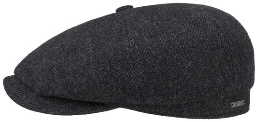 Stetson Hatteras Woolrich - Fischgrat - Schirmmütze aus 100% Wolle - 311 - Schwarz / Grau