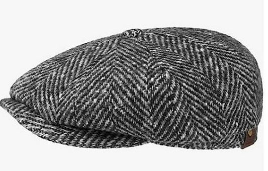 Stetson Hatteras Virgin Wool - Fischgrat - Schirmmütze aus 100% Schurwolle - 333 - Grau/Schwarz